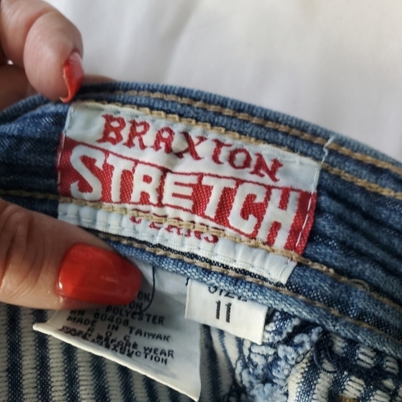 Vintage 90s Braxton striped hi waist pencil jeans 11 - Picture 11 of 14